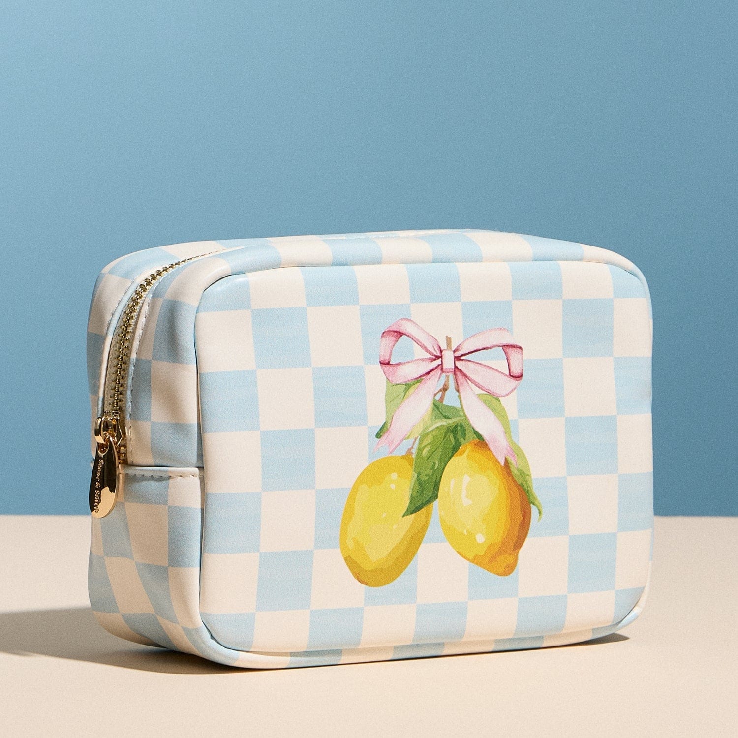 Amalfi Lemon Gingham Cosmetic Pouch- Always Amalfi
