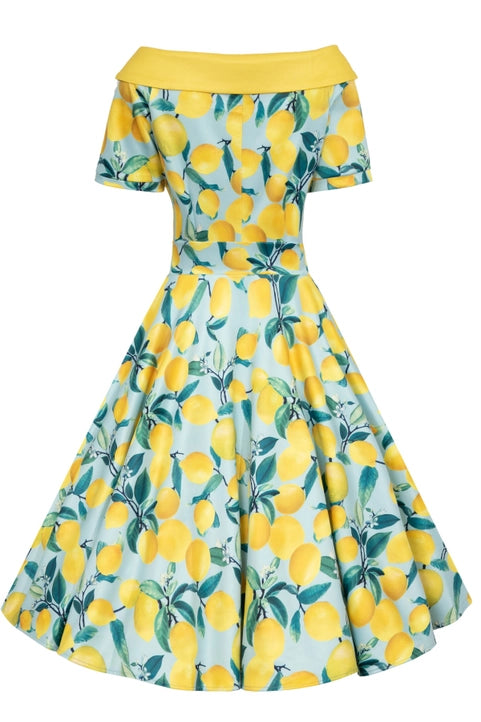 Darlene Blue Lemon Flared Dress