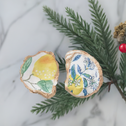 Lemon Oyster Shell Jewelry Dish