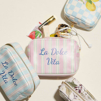 Amalfi Lemon Gingham Cosmetic Pouch